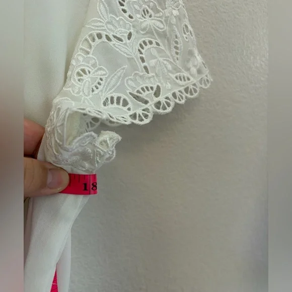 Express White Lace Peplum Blouse Boho Cottagecore Romantic Floral Embroidered XS - Picture 7 of 8